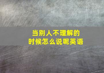 当别人不理解的时候怎么说呢英语