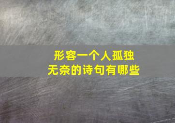 形容一个人孤独无奈的诗句有哪些