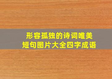 形容孤独的诗词唯美短句图片大全四字成语