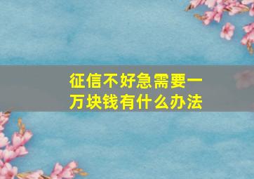 征信不好急需要一万块钱有什么办法