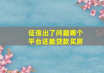 征信出了问题哪个平台还能贷款买房