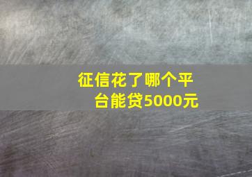 征信花了哪个平台能贷5000元