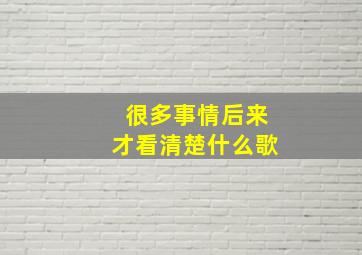 很多事情后来才看清楚什么歌