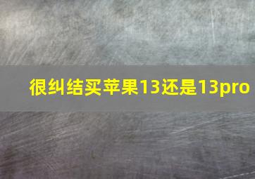 很纠结买苹果13还是13pro