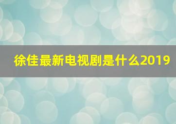 徐佳最新电视剧是什么2019