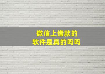 微信上借款的软件是真的吗吗