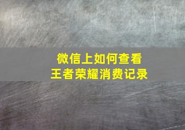 微信上如何查看王者荣耀消费记录