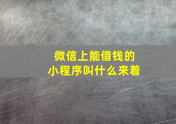 微信上能借钱的小程序叫什么来着