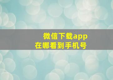 微信下载app在哪看到手机号