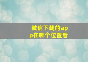 微信下载的app在哪个位置看