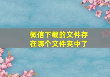 微信下载的文件存在哪个文件夹中了