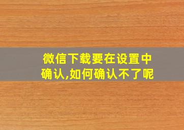 微信下载要在设置中确认,如何确认不了呢