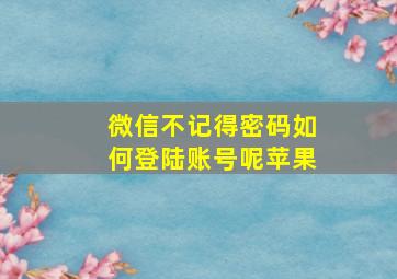 微信不记得密码如何登陆账号呢苹果