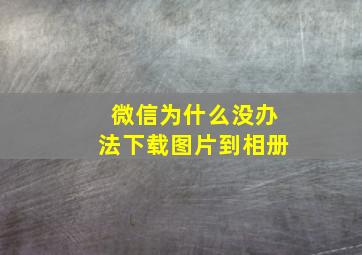 微信为什么没办法下载图片到相册