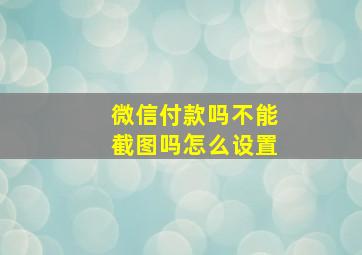 微信付款吗不能截图吗怎么设置