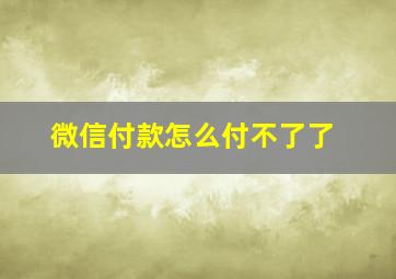 微信付款怎么付不了了