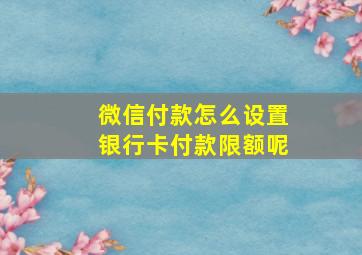 微信付款怎么设置银行卡付款限额呢