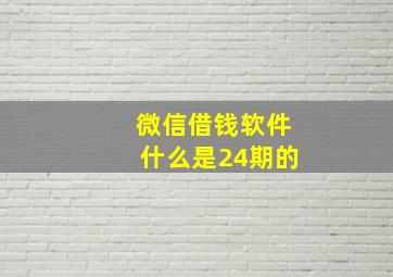 微信借钱软件什么是24期的