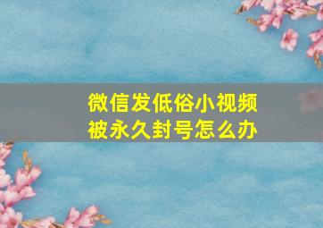 微信发低俗小视频被永久封号怎么办