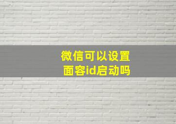 微信可以设置面容id启动吗