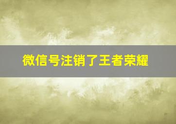 微信号注销了王者荣耀