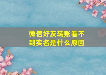 微信好友转账看不到实名是什么原因