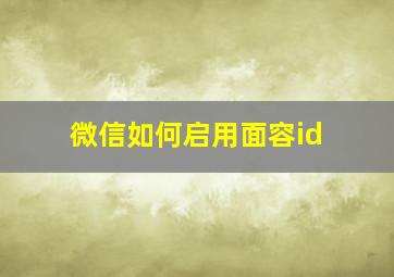 微信如何启用面容id