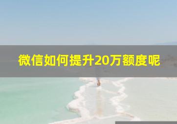 微信如何提升20万额度呢