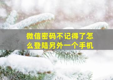 微信密码不记得了怎么登陆另外一个手机