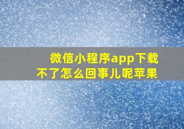 微信小程序app下载不了怎么回事儿呢苹果