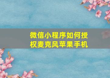 微信小程序如何授权麦克风苹果手机