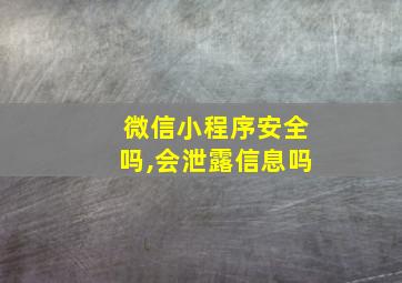 微信小程序安全吗,会泄露信息吗