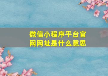 微信小程序平台官网网址是什么意思