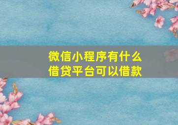 微信小程序有什么借贷平台可以借款