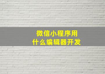 微信小程序用什么编辑器开发