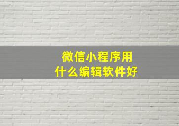 微信小程序用什么编辑软件好