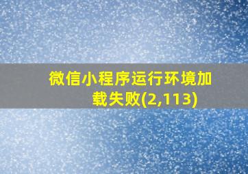 微信小程序运行环境加载失败(2,113)