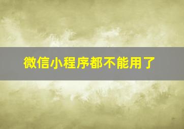 微信小程序都不能用了