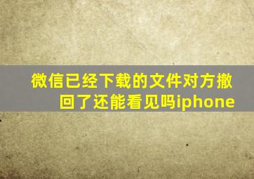 微信已经下载的文件对方撤回了还能看见吗iphone