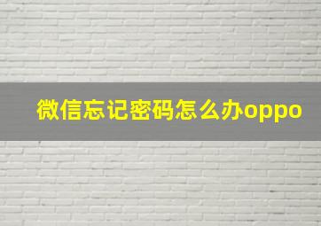 微信忘记密码怎么办oppo