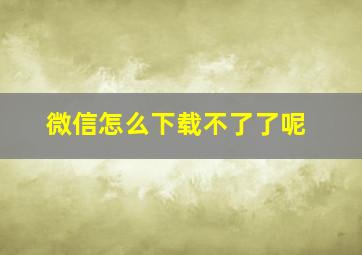 微信怎么下载不了了呢