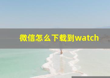 微信怎么下载到watch