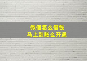 微信怎么借钱马上到账么开通