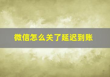 微信怎么关了延迟到账