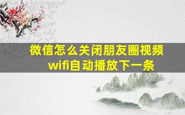 微信怎么关闭朋友圈视频wifi自动播放下一条