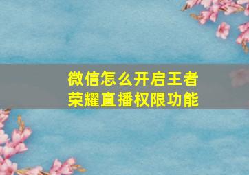 微信怎么开启王者荣耀直播权限功能