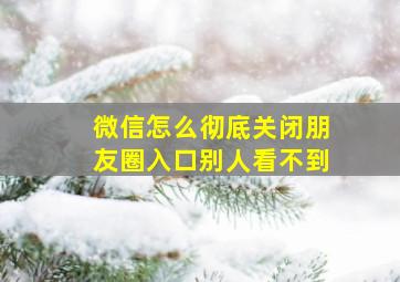 微信怎么彻底关闭朋友圈入口别人看不到