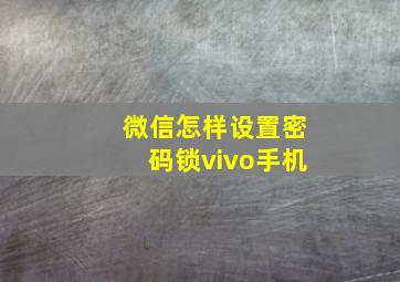 微信怎样设置密码锁vivo手机