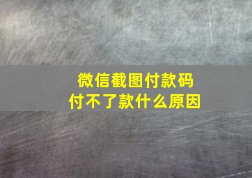 微信截图付款码付不了款什么原因