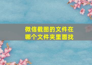 微信截图的文件在哪个文件夹里面找